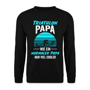 Triathlon Papa Triathlet Vater Schwimmen Laufen Va - Unisex Pullover - Schwarz - Vorne - Alina (178cm) & Michal (187cm)