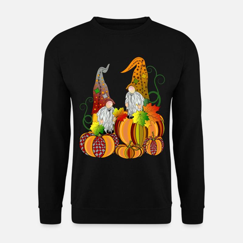 Wichtel auf Kürbis Gnome Zwerge Kürbis - Unisex Pullover - Schwarz