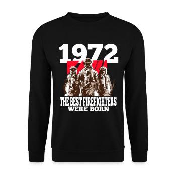 Feuerwehrmann Geschenk 1972 Geburtstag Feuerwehr - Unisex Pullover - Schwarz - Vorne - Alina (178cm) & Michal (187cm)