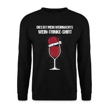 Lustiges Weihnachtsshirt Weihnachten Wein T-Shirt - Unisex Pullover - Schwarz - Vorne - Alina (178cm) & Michal (187cm)