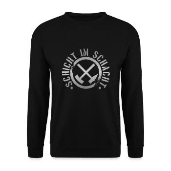 Ruhrpott Ruhrgebiet Schicht im Schacht Geschenk - Unisex Pullover - Schwarz - Vorne - Alina (178cm) & Michal (187cm)