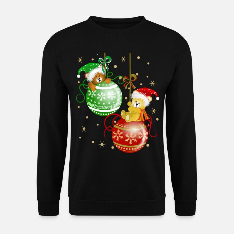 Bärchen auf Weihnachtskugeln Bär Weihnachtsdeko - Unisex Pullover - Schwarz