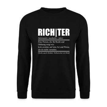 Lustiges Richter Sprüche Beruf Geschenk - Unisex Pullover - Schwarz - Vorne - Alina (178cm) & Michal (187cm)