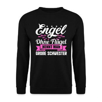 Schwester Geschwister Geschenkidee - Unisex Pullover - Schwarz - Vorne - Alina (178cm) & Michal (187cm)