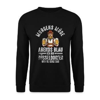 Düsseldorf Bier Saufen Karneval Düsseldorfer Helau - Unisex Pullover - Schwarz - Vorne - Alina (178cm) & Michal (187cm)