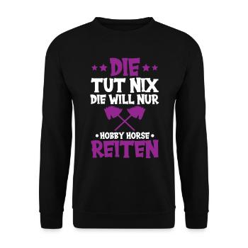 Hobby Horsing Cheval de bataille Idée cadeau - Sweat-shirt Unisexe - noir - Devant - Alina (178cm) & Michal (187cm)