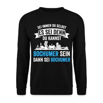 Bochum Skyline Bochumer Ruhrpott Ruhrgebiet Lustig - Unisex Pullover - Schwarz - Vorne - Alina (178cm) & Michal (187cm)