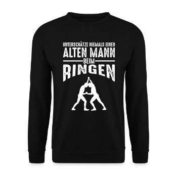 Lustiges Ringen Ringer Männer Sprüche Geschenk - Unisex Pullover - Schwarz - Vorne - Alina (178cm) & Michal (187cm)