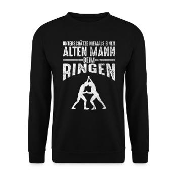 Ringen Ringer Männer Sprüche Geschenk - Unisex Pullover - Schwarz - Vorne - Alina (178cm) & Michal (187cm)