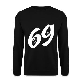 Sex Sex Geschenke Versaute Sprüche 69er Stellung - Unisex Pullover - Schwarz - Vorne - Alina (178cm) & Michal (187cm)