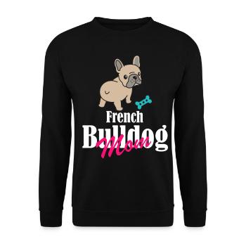 French Bulldog Mom - Frenchie Welpe mit Knochen - Unisex Pullover - Schwarz - Vorne - Alina (178cm) & Michal (187cm)
