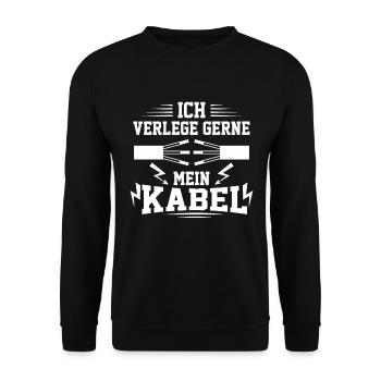 Lustige Elektriker Elektroinstallateur Kabel - Unisex Pullover - Schwarz - Vorne - Alina (178cm) & Michal (187cm)