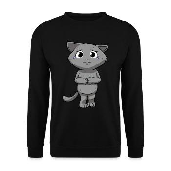 Sad cat - Unisex Sweatshirt - black - Front - Alina (178cm) & Michal (187cm)