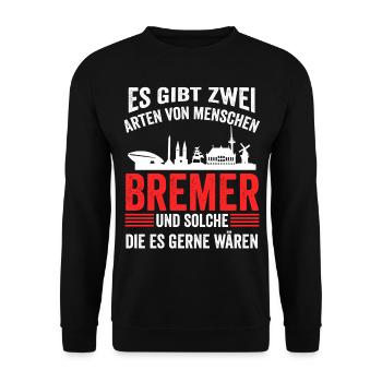 Bremen Bier Bremer Ostfriese Hansestadt Moin - Unisex Pullover - Schwarz - Vorne - Alina (178cm) & Michal (187cm)