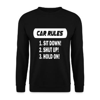 Mein Auto meine Regeln - Unisex Pullover - Schwarz - Vorne - Alina (178cm) & Michal (187cm)