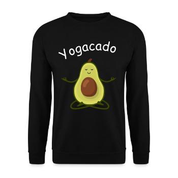 funny saying yoga avocado yogacado fitness fun - Unisex Sweatshirt - black - Front - Alina (178cm) & Michal (187cm)