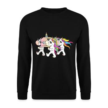 Halloween unicorns with coffin do a show - Unisex Sweatshirt - black - Front - Alina (178cm) & Michal (187cm)