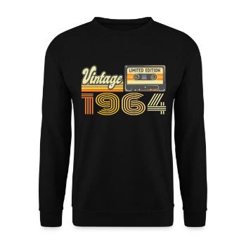 Vintage 1964 Kassette Mixtape - 57. Geburtstag - Unisex Pullover - Schwarz - Vorne - Alina (178cm) & Michal (187cm)