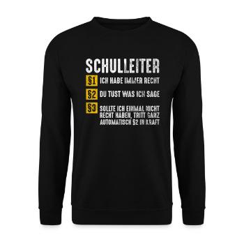 Lustiges Schulleiter Geschenk - Unisex Pullover - Schwarz - Vorne - Alina (178cm) & Michal (187cm)