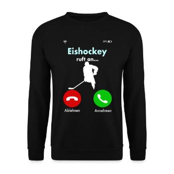 Eishockey Hockey Puck Spruch Lustig Geschenkidee - Unisex Pullover - Schwarz - Vorne - Alina (178cm) & Michal (187cm)
