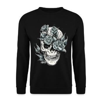 Skull with flower, skull colorful - Unisex Sweatshirt - black - Front - Alina (178cm) & Michal (187cm)