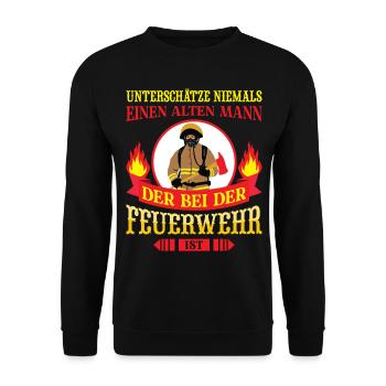 freiwillige Feuerwehr Feuerwehrmann Opa - Unisex Pullover - Schwarz - Vorne - Alina (178cm) & Michal (187cm)
