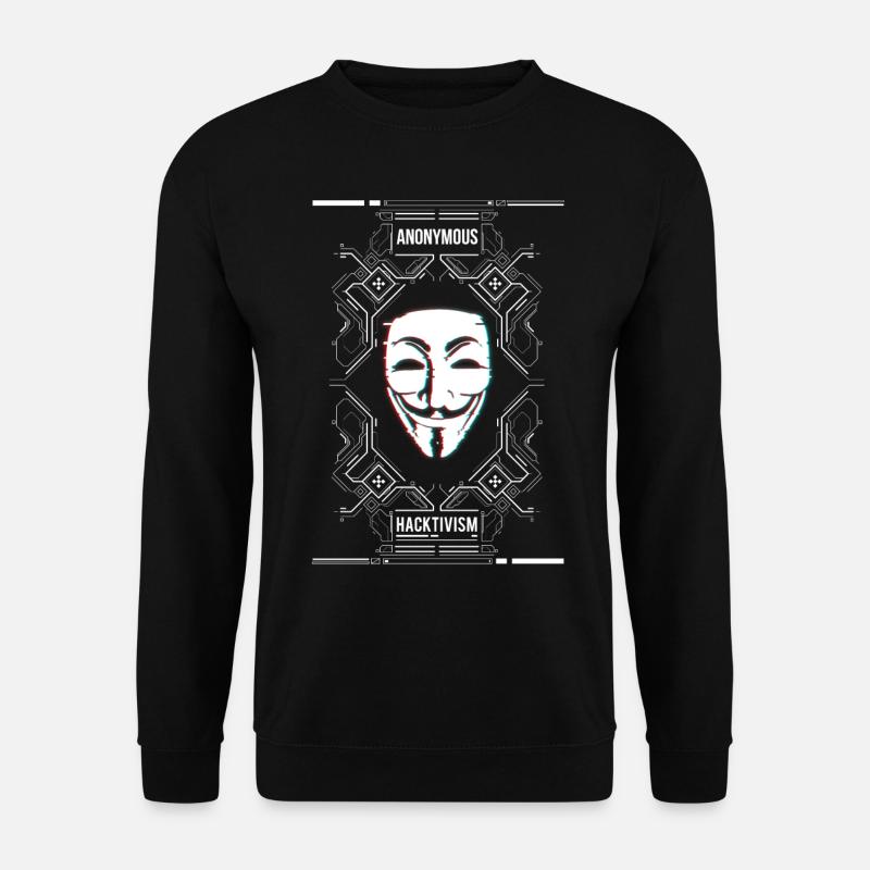 Hacker Anonyme Glitch HACKTIVISME - Sweat-shirt Unisexe - noir