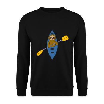 Kayak Sloth Kayaker Faultier - Unisex Sweatshirt - black - Front - Alina (178cm) & Michal (187cm)