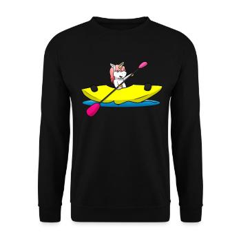 Kayak Unicorn Kayaker Einhorn - Unisex Pullover - Schwarz - Vorne - Alina (178cm) & Michal (187cm)