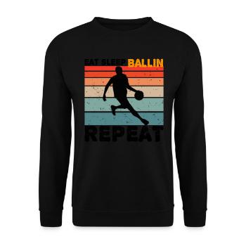 Basketballer Basketball Korb Ballin Geschenkidee - Unisex Pullover - Schwarz - Vorne - Alina (178cm) & Michal (187cm)