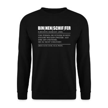 Binnenschiffer - Unisex Pullover - Schwarz - Vorne - Alina (178cm) & Michal (187cm)
