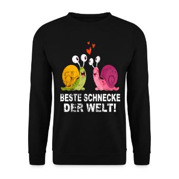 Schnecke Schneckenhaus Liebe Freunde Geschenk - Unisex Pullover - Schwarz - Vorne - Alina (178cm) & Michal (187cm)