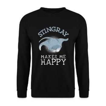 Stachelrochen macht mich glücklich Save Ocean Anim - Unisex Pullover - Schwarz - Vorne - Alina (178cm) & Michal (187cm)