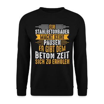 Stahlbetonbauer Betonbauer Bauarbeiter Geschenk - Unisex Pullover - Schwarz - Vorne - Alina (178cm) & Michal (187cm)