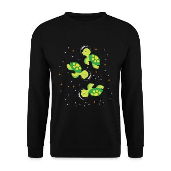 Schildkröte Astronaut Weltraum - Unisex Pullover - Schwarz - Vorne - Alina (178cm) & Michal (187cm)