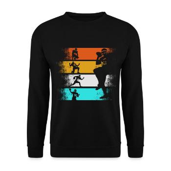 American Football Vintage Retro Touchdown Geschenk - Unisex Pullover - Schwarz - Vorne - Alina (178cm) & Michal (187cm)