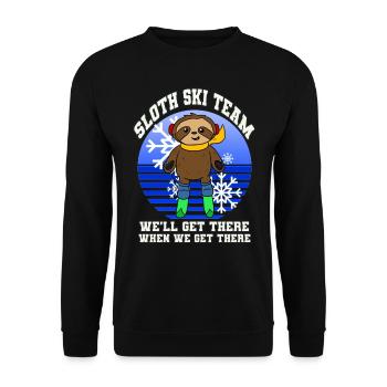 Sloth Ski Team Skilanglauf Spruch Lustig Skifahrer - Unisex Pullover - Schwarz - Vorne - Alina (178cm) & Michal (187cm)