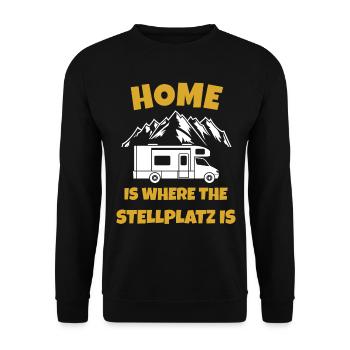 Home is where the Stellplatz is - Unisex Pullover - Schwarz - Vorne - Alina (178cm) & Michal (187cm)