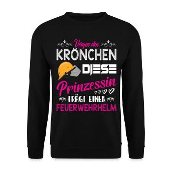 freiwillige Feuerwehr Feuerwehrfrau Mädchen Jugend - Unisex Pullover - Schwarz - Vorne - Alina (178cm) & Michal (187cm)