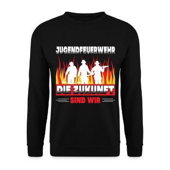 freiwillige Feuerwehr Jugendfeuerwehr Nachwuchs - Unisex Pullover - Schwarz - Vorne - Alina (178cm) & Michal (187cm)