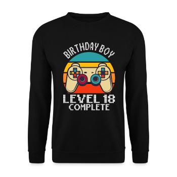 Niveau 18 terminé - 18e anniversaire Gamepad Gamer - Sweat-shirt Unisexe - noir - Devant - Alina (178cm) & Michal (187cm)
