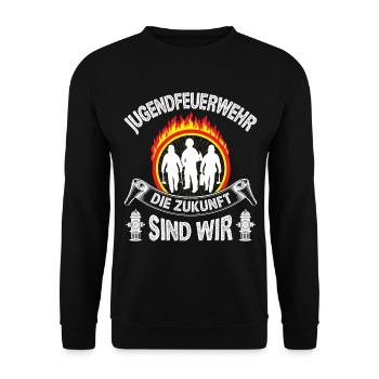 freiwillige Feuerwehr Jugendfeuerwehr Nachwuchs - Unisex Pullover - Schwarz - Vorne - Alina (178cm) & Michal (187cm)