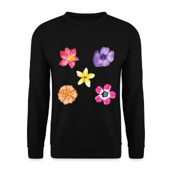 Blumen Motiv Set - Unisex Pullover - Schwarz - Vorne - Alina (178cm) & Michal (187cm)