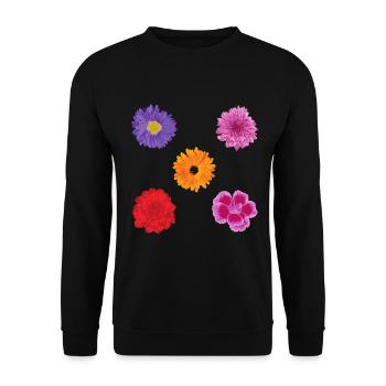 Blumen Motiv Set - Unisex Pullover - Schwarz - Vorne - Alina (178cm) & Michal (187cm)