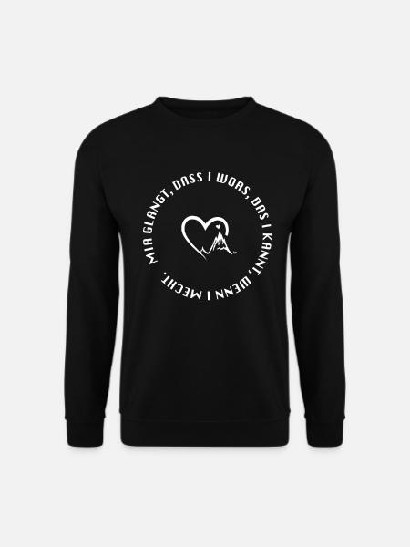 Heimat, Hoamat Spruch Herz Berg Bergmotiv Geschenk - Unisex Pullover - Schwarz