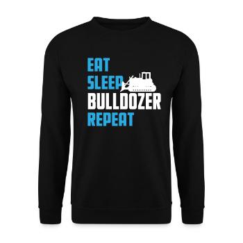 Eat. Sleep. Bulldozer. Repeat. - Unisex Pullover - Schwarz - Vorne - Alina (178cm) & Michal (187cm)