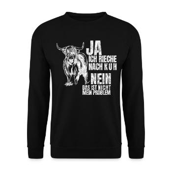 Lustiges Landwirt Landwirtschaft Bauer Kuh Shirt - Unisex Pullover - Schwarz - Vorne - Alina (178cm) & Michal (187cm)