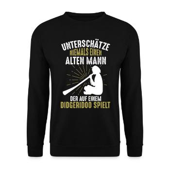 Lustiges Didgeridoo Männer Sprüche Geschenk - Unisex Pullover - Schwarz - Vorne - Alina (178cm) & Michal (187cm)