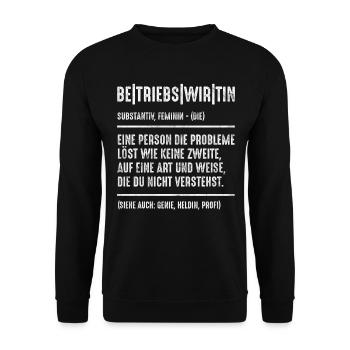 Betriebswirtin Frauen Sprüche Geschenk - Unisex Pullover - Schwarz - Vorne - Alina (178cm) & Michal (187cm)