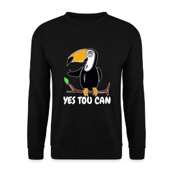 Yes Tou Can You Can Bird Thumbs Up Motif - Unisex Sweatshirt - black - Front - Alina (178cm) & Michal (187cm)